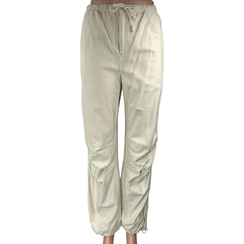 Aritzia TNA Women's Cream White High Rise Straight Leg Trousers Jogger Pants S